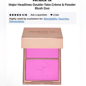 BNIB PATRICK TA
Major Headlines Double Crème & Powder
Blush Duo:THANK ME LATER
